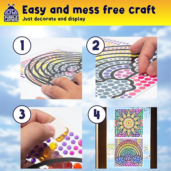SUNGEMMERS Window Diamond Art Suncatcher Kits - Girls Easter Basket Stuffers for Kids, 7 6 Year Old Girl Gifts Idea, Birthday Gifts for 4 5 6 7 8 9 10 Year Old Girls Boys Crafts for Kids Ages 6-8 8-12