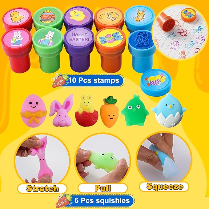 YiYLunneo 100 Pcs Easter Egg Fillers, Easter Basket Stuffers Fillers for Kids Boys Girls Easter Party Favors Assortment, Easter Eggs Hunt, Easter Gift Goodie Bags Filler Classroom Prize Supplies