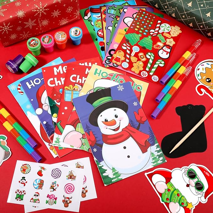 BenLouis Christmas Party Favors for Kids Christmas Classroom Gifts Prize Stockings Filler Coloring Books Bulk for Students Crafts Xmas Holiday School Goodie Bag Stuffer(12Set Gingerbread)