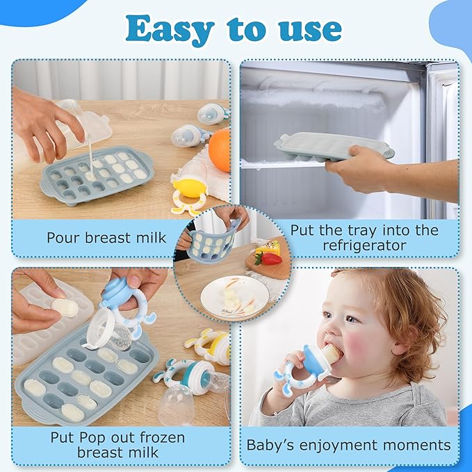 Food Feeder Baby Fruit Feeder (3Pcs) Baby Breastmilk Popsicle Molds-&