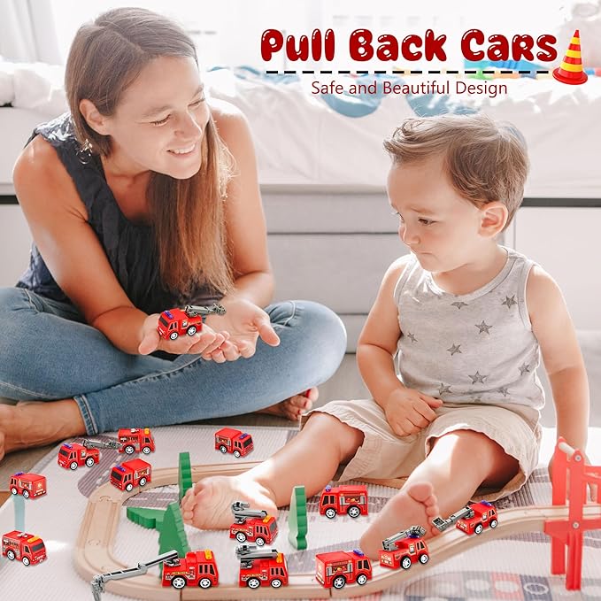 36 Pcs 4 Styles Mini Pullback Fire Truck Toy Small