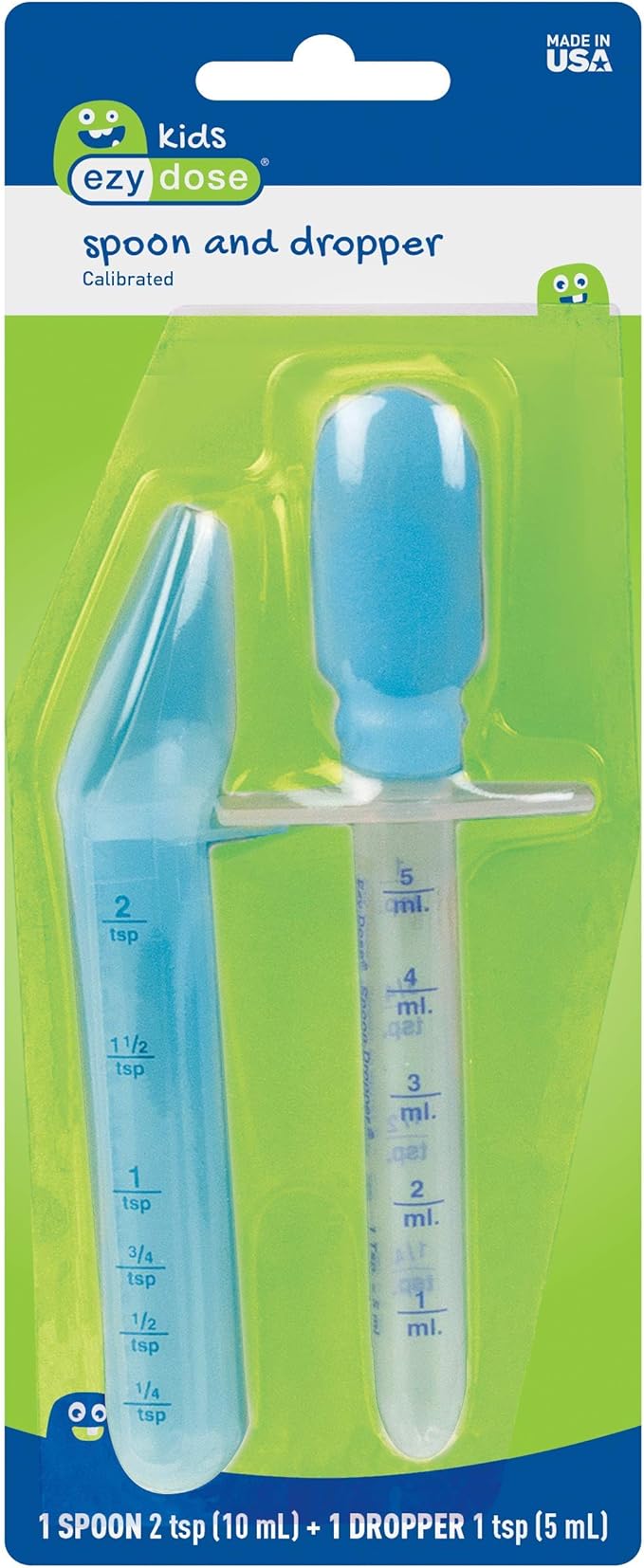 EZY DOSE Kids Oral Liquid Medicine Dropper and Spoon Kit For Baby & Toddler, Deliver Correct Dose 5mL/1 TSP 2 Piece