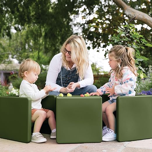ECR4Kids Tri-Me 3-In-1 Cube Chair, Kids Furniture, Hunter Green