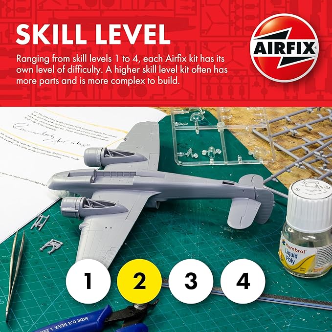 Airfix Model Airplane Kit Gift Set - A06108 de Havilland Vampire FB.5/FB.9, Plastic Plane Model Kits for Adults & Kids 14+, Skill Level 2, 1:48 Scale WW2 Military Aircraft Models, Real Aeroplane Model