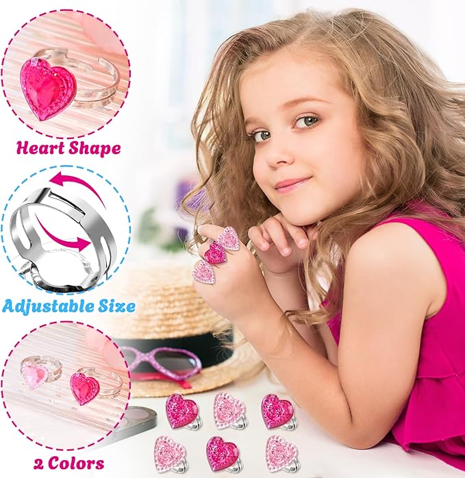 Winrayk Pink Party Favors Princess Birthday Supplies for Girls, Heart Sunglasses Gift Bags Necklace Bracelet Ring Sticker, Kids Goodie Bag Stuffers Makeup Hot Pink Birthday Party Favors Supplies Decor