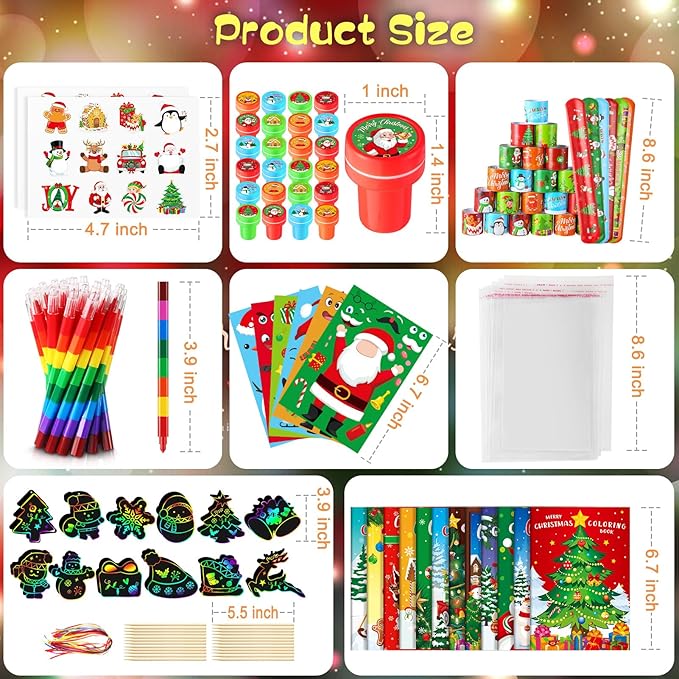BenLouis Christmas Party Favors for Kids Christmas Classroom Gifts Prize Stockings Filler Coloring Books Bulk for Students Crafts Xmas Holiday School Goodie Bag Stuffer(48Set Christmas)