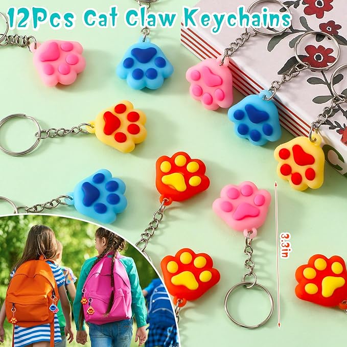 Winrayk Cat Party Favors Birthday Supplies for Kids Straw Squishy Toy Bubble Wand Cat Claw Keychain Slap Bracelet Sticker for Girl Boy Cat Pinata Filler Goodie Bag Stuffers Cat Birthday Party Supplies