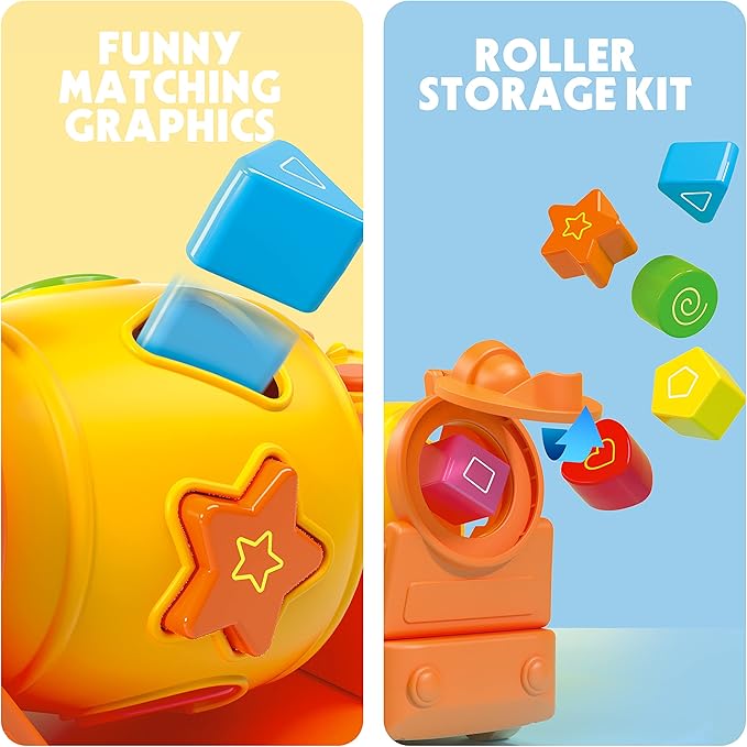 BELLOCHIDDO Wooden Toy Cars for Toddlers - Learning Sort and Match, Shape Sorter Toys 2 3 4 Year