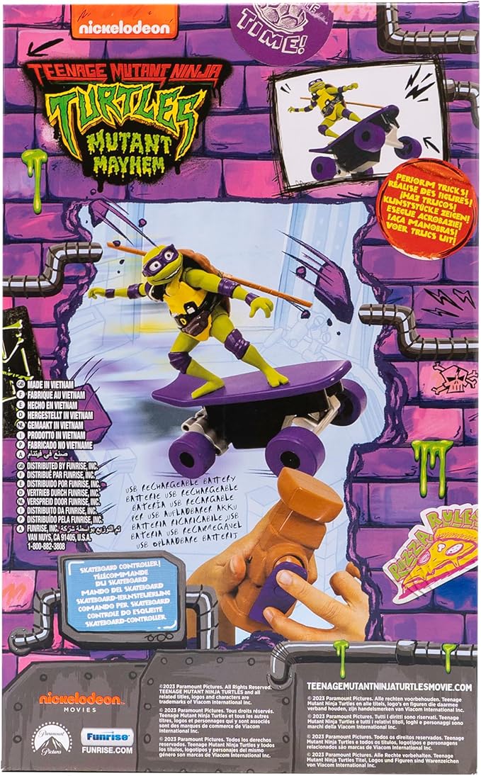 Teenage Mutant Ninja Turtles Toy, Donatello Half Pipe RC Skate Vehicle, Mutant Mayhem Remote Control TMNT Toy for Kids, Ages 3+