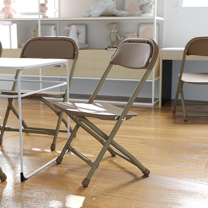 Flash Furniture Timmy 10 Pk. Kids Brown Plastic Folding Chair