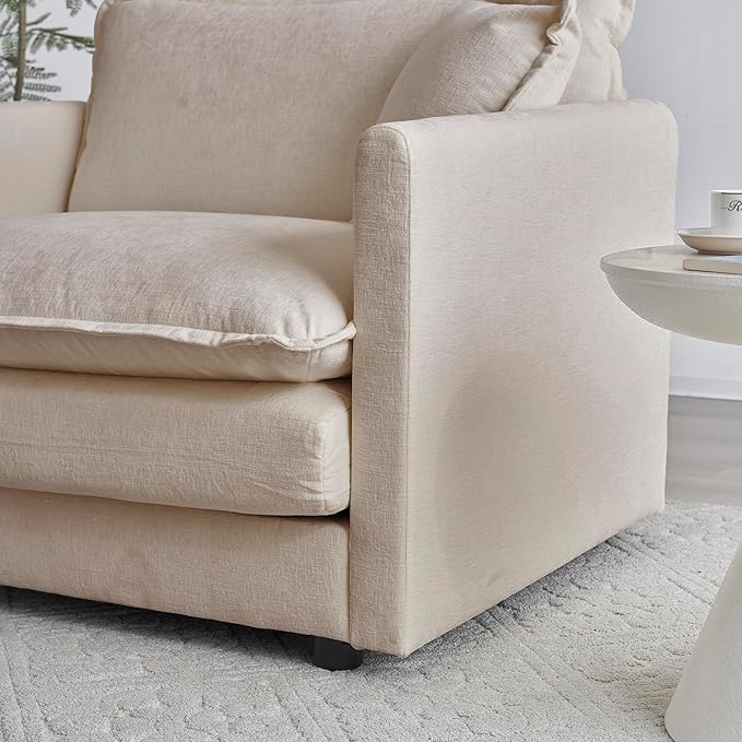 Chenille Oversized Accent Chair - 41.4”W Big Comfy Modular Cloud Chair, Cozy Armchair for Living Room, Bedroom, Kids Room, Family Room, Reading Nook, Warm Beige