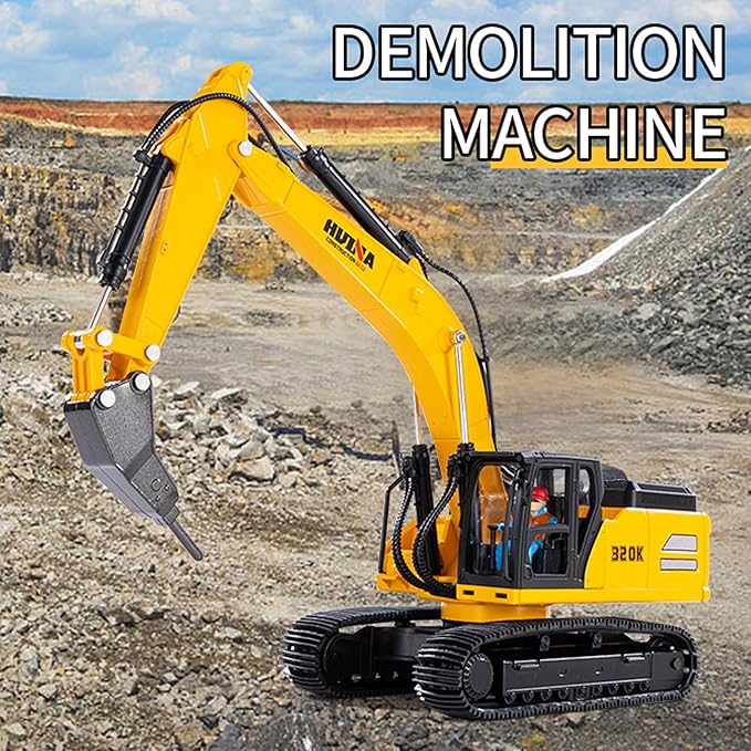 Gemini&Genius Drill Excavator Toy, Demolition Machine Car 1/35 Scale