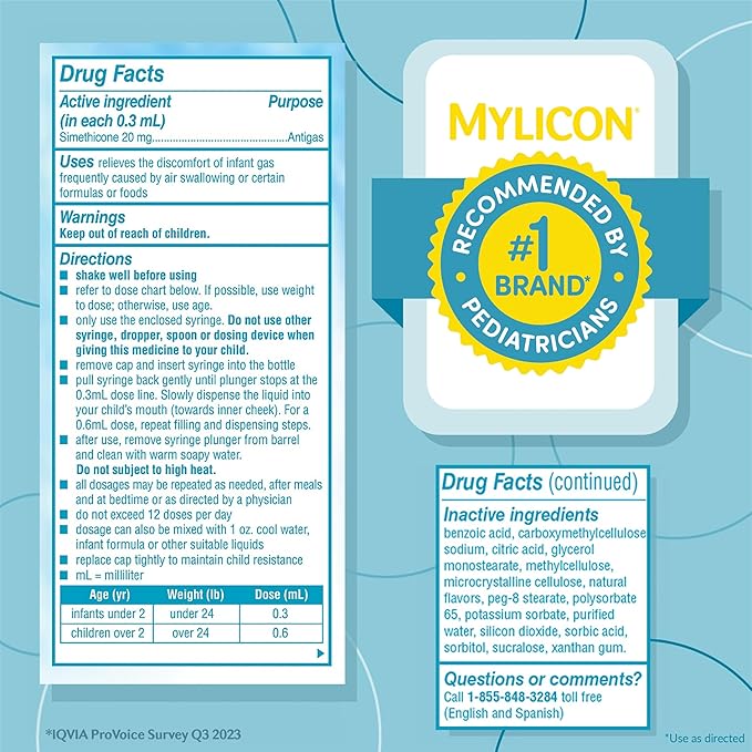 MYLICON Infants Gas Relief Drops for Infants and Babies, Dye Free Formula 1 Fluid