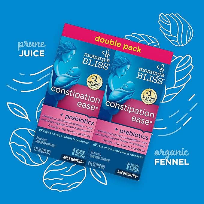 Mommy's Bliss Constipation Ease with Prebiotics, Promotes Bowel Movements 6 Months+, 4 Fl 2)
