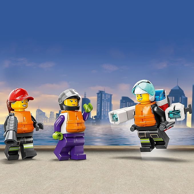 LEGO City Fire Rescue Boat 60373, Toy Floats on Water, with Jetpack, Dinghy and 3 Minifigures, Everyday Hero Toys for Kids, Boys and Girls Ages 5+