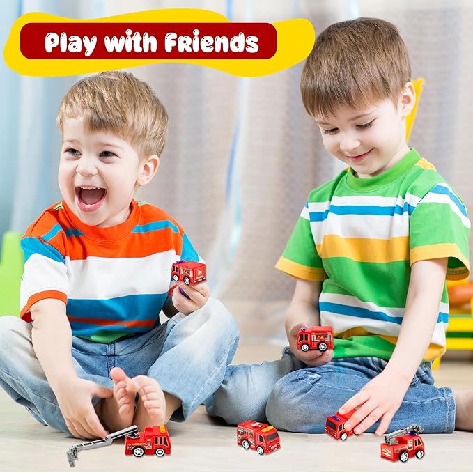 36 Pcs 4 Styles Mini Pullback Fire Truck Toy Small