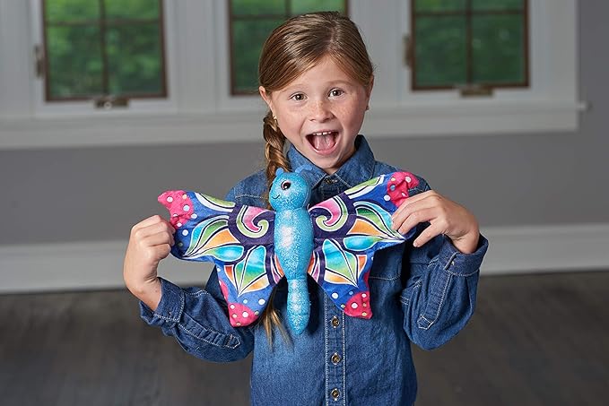 Wild Republic Huggers Butterfly Blue Plush Toy, Slap Bracelet, Stuffed Animal, Kids Toys, 8"