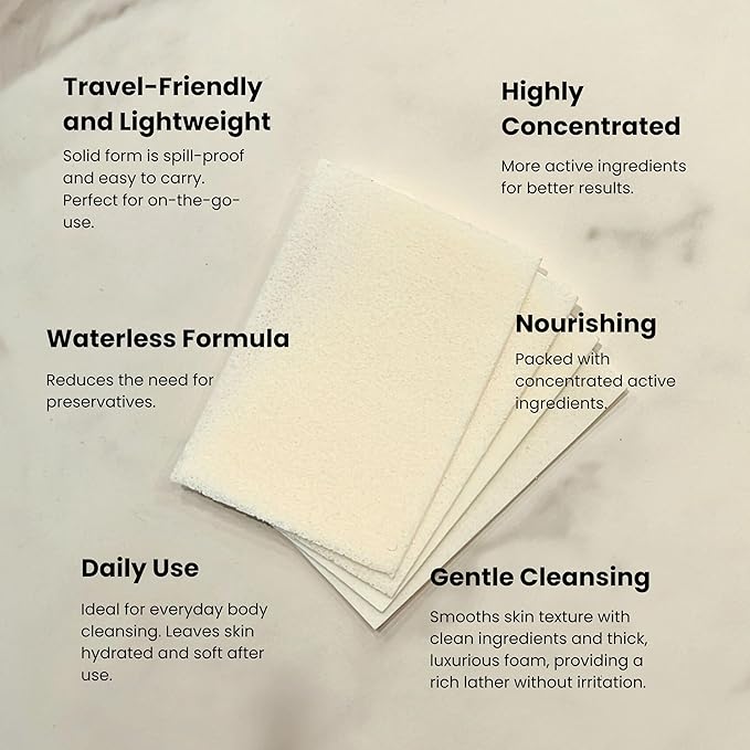 Body Wash Sheets in Tin, Zero Waste 1 Month (30 Sheets, 60 Washes)