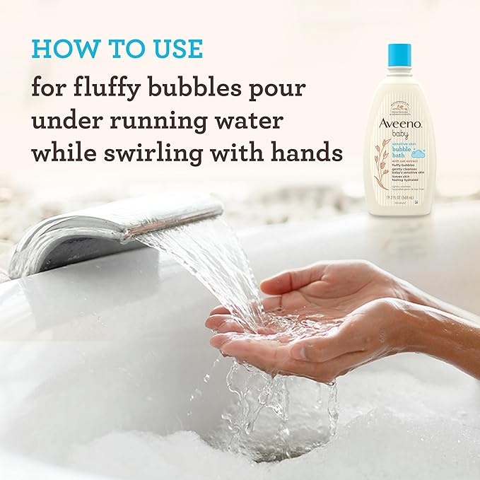 Aveeno Baby Sensitive Skin Bubble Bath with Oat Extract, Gently Cleanses and Leaves Skin Feeling Hydrated 19.2 fl.