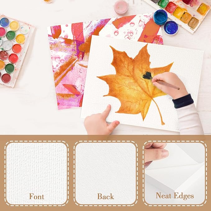 50PCS 8.5x11 Watercolor Paper Bulk, 140lb/300g Cold Press Thick Water Color Paper Pad for Kids Child Adults, White Art Paper for Drawing, Painting, Markers, Gouache, Textured Cotton Paper Sheets