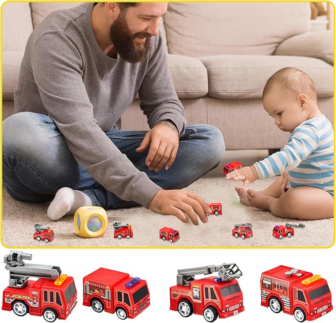36 Pcs 4 Styles Mini Pullback Fire Truck Toy Small