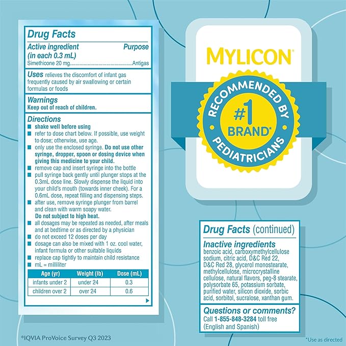 Mylicon Gas Relief Drops for Infants and Babies, Original Formula 0.5 Fluid
