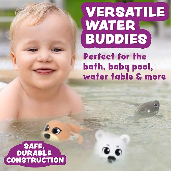 Tub Works® Wind Up Swimming Baby & Toddler Bath Toys, Arctic 3 Pack | Wind Arms & Watch Them Swim!