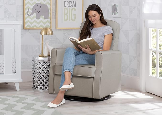 Delta Children Blair Slim Nursery Glider Swivel Rocker Chair, Taupe