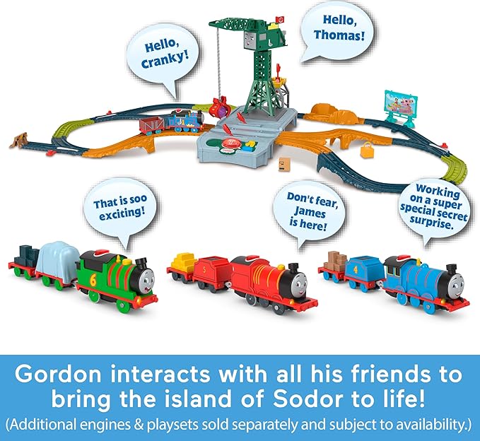 Thomas & Friends Motorized Toy Train Talking Gordon Battery-Powered Engine with Sounds & Phrases for Pretend Play Preschool Kids Ages 3+ Years