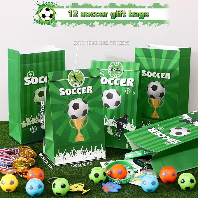 Winrayk Soccer Party Favors Birthday Supplies Soccer Goodie Bags Fidget Spinner Medal Bracelet Keychain Tattoo Sticker Kids Boys Girls Soccer Pinata Filler Sports Soccer Birthday Party Favors Supplies