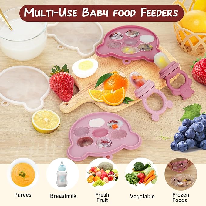 Baby Breastmilk Popsicle Molds & Baby Fruit Feeder (6 Pack), WAJIAYON Baby Food Freezer Tray Storage Containers