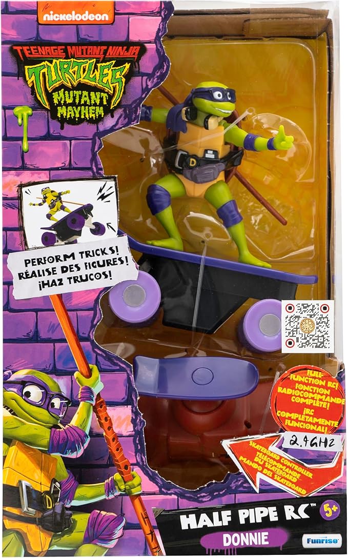 Teenage Mutant Ninja Turtles Toy, Donatello Half Pipe RC Skate Vehicle, Mutant Mayhem Remote Control TMNT Toy for Kids, Ages 3+