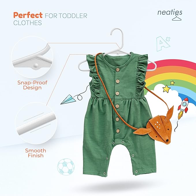 60pk Made in USA Baby Hangers | Kids Hangers for Children's Clothes, Toddler Outfits and Clothing | 20 50 100 Pack Available | Kid Plastic Hanger for Closet and Nursery | Child Kid Hangars (Peach)