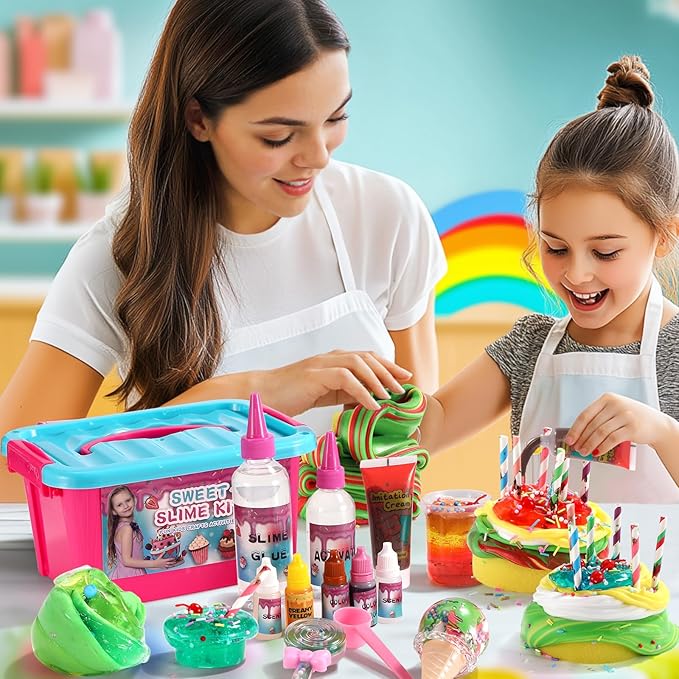 wtelnbton Mini Cake Slime Kit, DIY Slime Making Set with Containers,Cake Making Butter Slime, Super Soft Sludge Toy, Stress Relief Toys, Party Favors for Kids, for Girls Boys