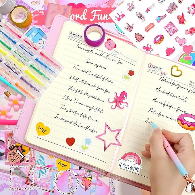 Christmas Gifts for Girls,Diary with Lock for Girls, Kids Journal School for Teen Girls, Secret Diary Gifts for 9 10 11 12 Year Old Girls, Kids Journals Set for Ages 8-12 Teenage