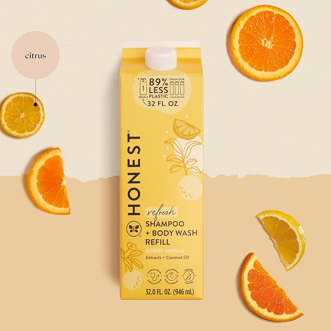 The Honest Company 2-in-1 Cleansing Shampoo + Body Wash Refill Carton | Gentle for Baby 32 fl