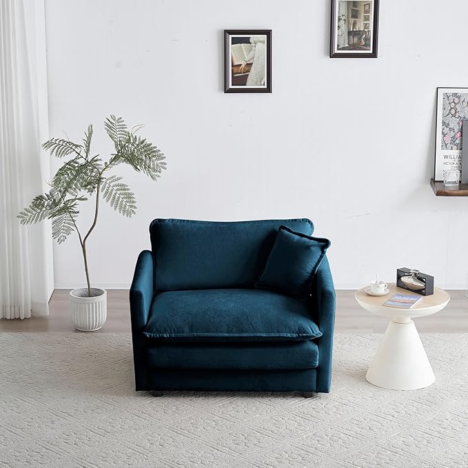 Chenille Oversized Accent Chair - 41.4”W Big Comfy Modular Cloud Chair, Cozy Armchair for Living Room, Bedroom, Kids Room, Family Room, Reading Nook, Navy Blue