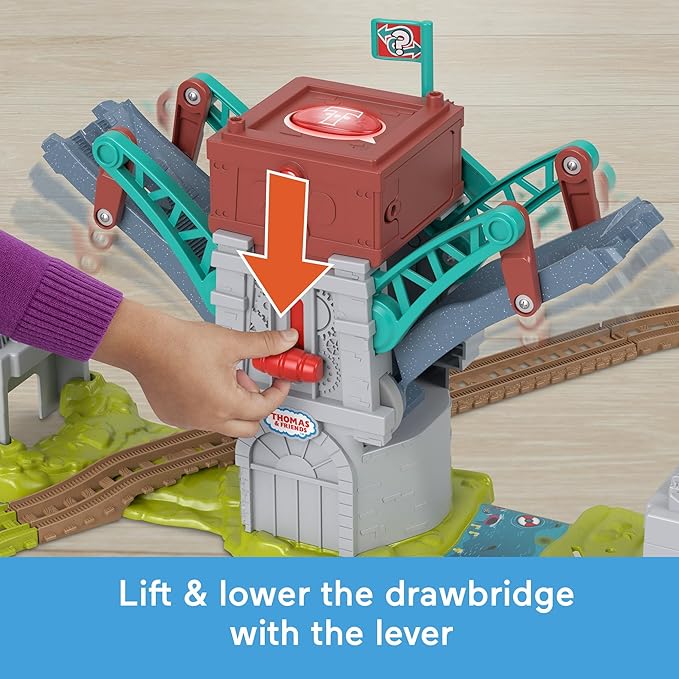 Thomas & Friends Toy Train Set Talking Bulstrode & Which-Way Bridge Track Playset with Sounds & Percy Engine for Kids Ages 3+ Years