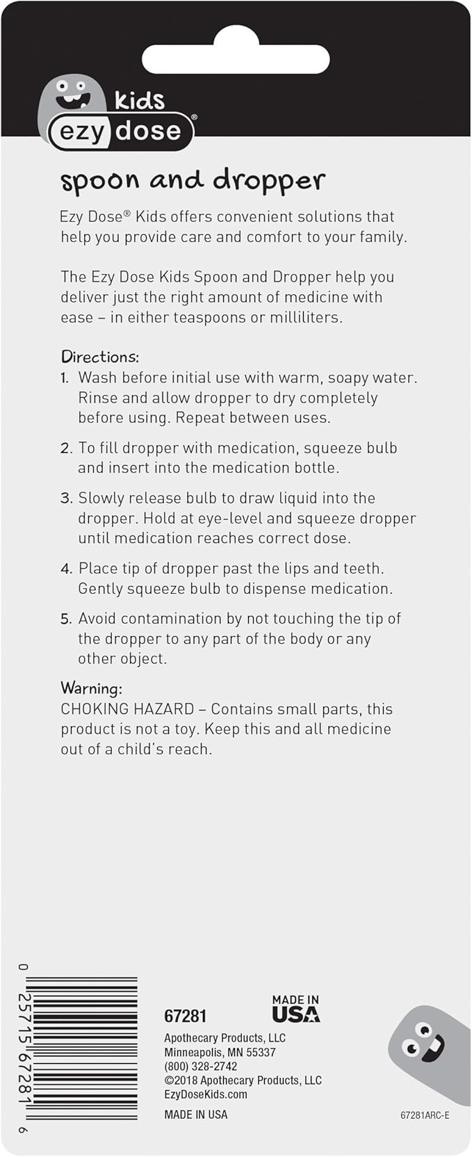 EZY DOSE Kids Oral Liquid Medicine Dropper and Spoon Kit For Baby & Toddler, Deliver Correct Dose 5mL/1 TSP 2 Piece
