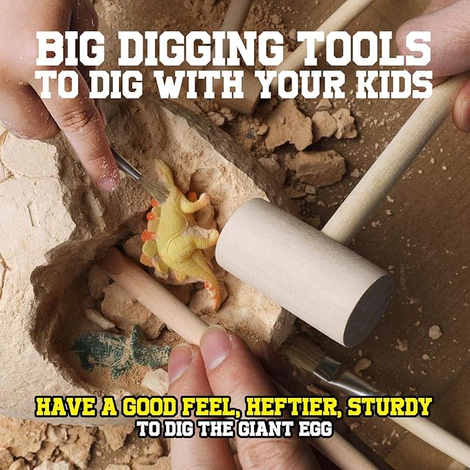 XXTOYS Dinosaur Egg Dig Kit, Unearth a Jumbo Dino Egg with 12 Unique Large Surprise Dinosaur Toys, Ideal Educational STEM Toys and Gifts for Kids Aged 5-7, Suitable for Party and Easter