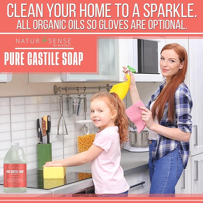 NaturSense Pure Castile Soap – Unscented, made with 100% Certified Organic Oils 64 oz/half
