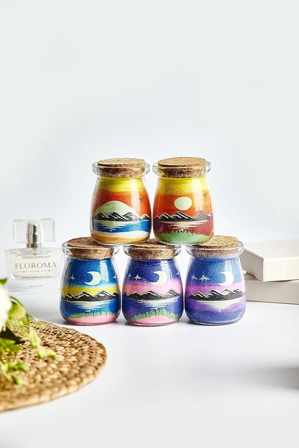 YUANLUGV Sand Art Bottles, Colored Sand with Luminous Sand Art Crafts Gift for Kids, Elegant and Exquisite Sand Art Craft Bottle,Gifts for Girls Boys Kids Women Birthday (E)