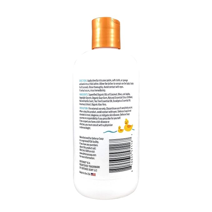 Defense Soap Baby Shampoo and Body Wash with Tea Tree Oil, Coconut Oil 12 Fl 2)