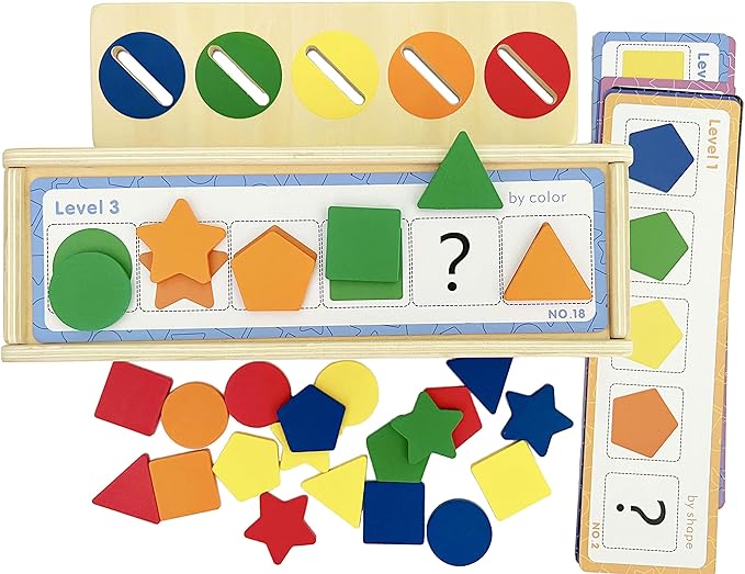 Dailyfunn Montessori Toys Color&Shape Sorting Learning Matching Box for Baby Toddlers 1-3 Year Old