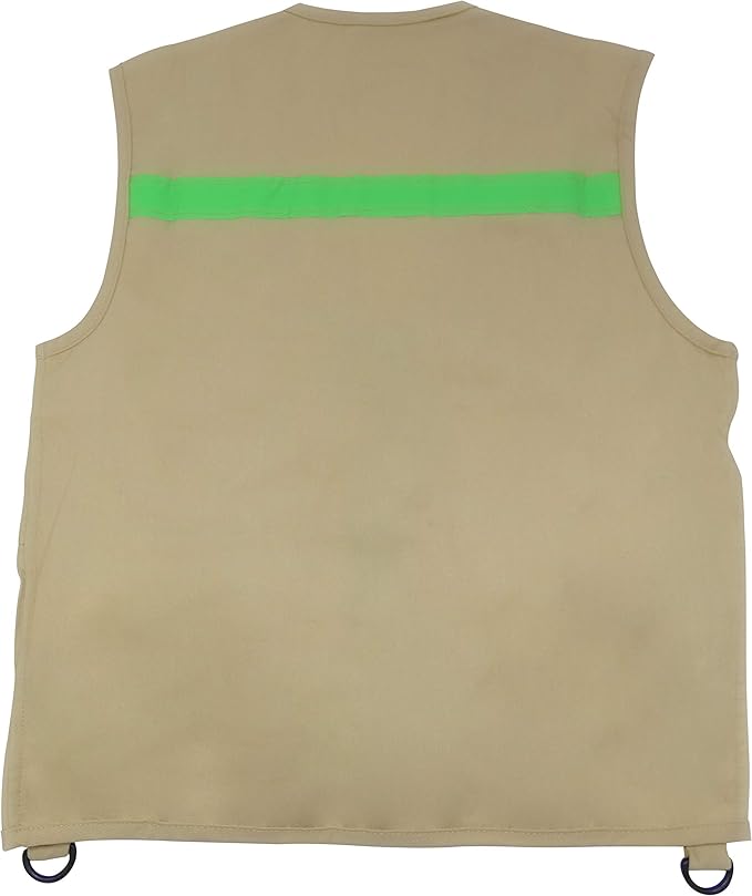 Youth M/L Combination Set Boys and Girls: 1 Tan Cargo Vest for Kids with Reflective Safety Straps & Sun Hat with Chin Strap. Color: Youth M/L Tan