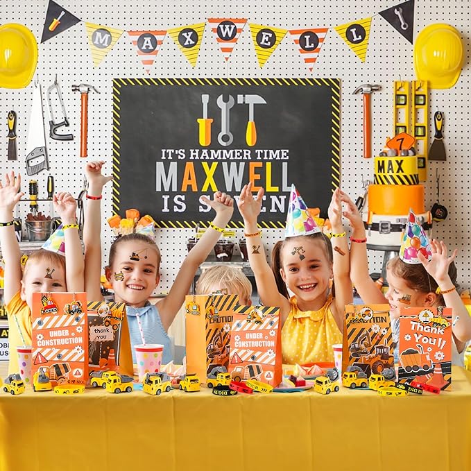 Winrayk Construction Party Favors Construction Birthday Party Supplies, Construction Truck Toy Gift Bag Bracelet Keychain Tattoo Sticker, Kids Construction Games Prize Pinata Filler Goody Bag Stuffers
