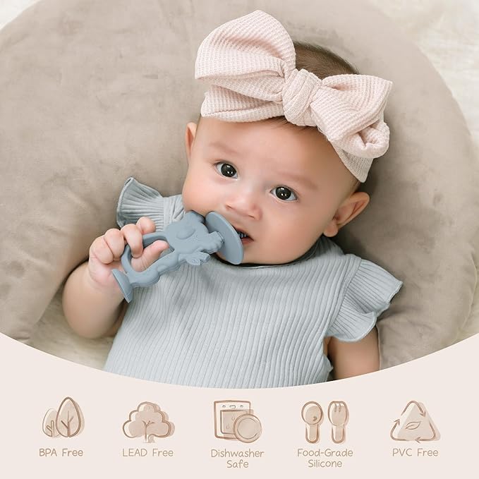 Moonkie Teething Toy Set of 2, Safe & Easy to Hold BPA Free Silicone Teethers 360° Baby 6-12 Months