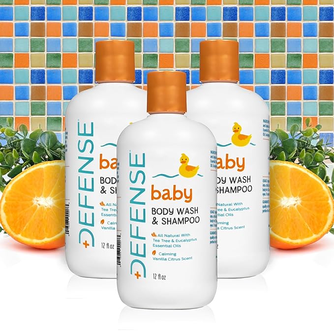 Defense Soap Baby Shampoo and Body Wash with Tea Tree Oil, Coconut Oil 12 Fl 2)