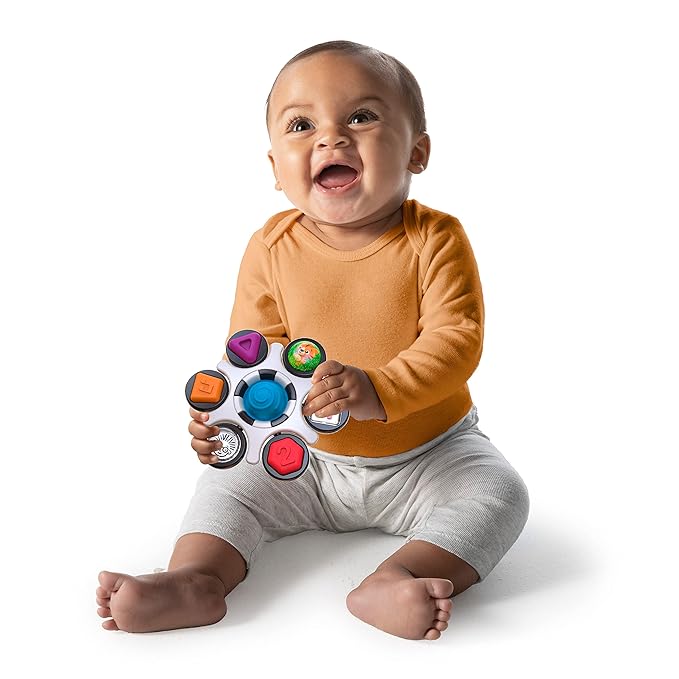 Baby Einstein Curiosity Clutch Fidget Sensory Toy and Pop It Rattle, BPA Free Infant Teether 3 Months+,