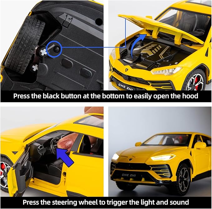 BDTCTK Compatible for 1:24 Lambo Urus Car Model, Diecast Pull Back Car Toy car